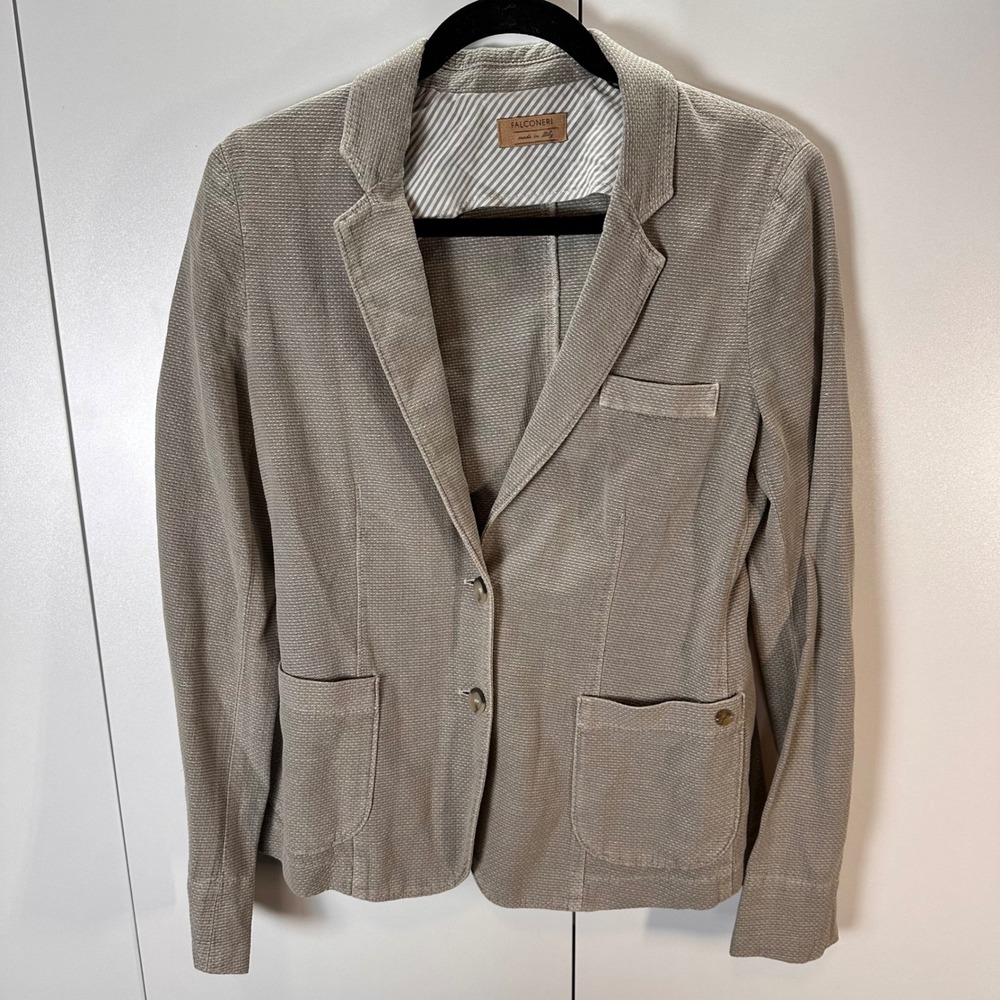 Falconeri Italy Women's Blazer Jacket, Neutral‎ Tan, Knit, Lightweight, Size S